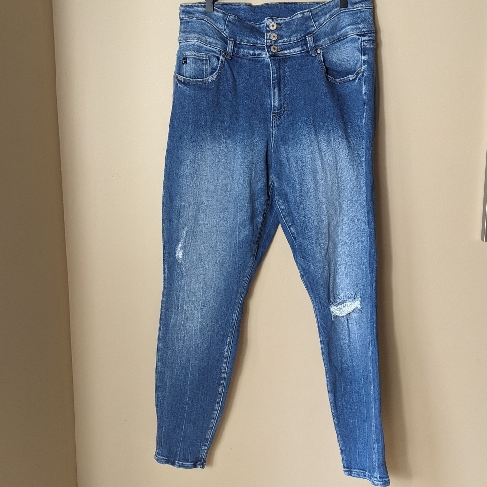 Kancan Distressed Stretch Skinny High Rise Jeans size 16